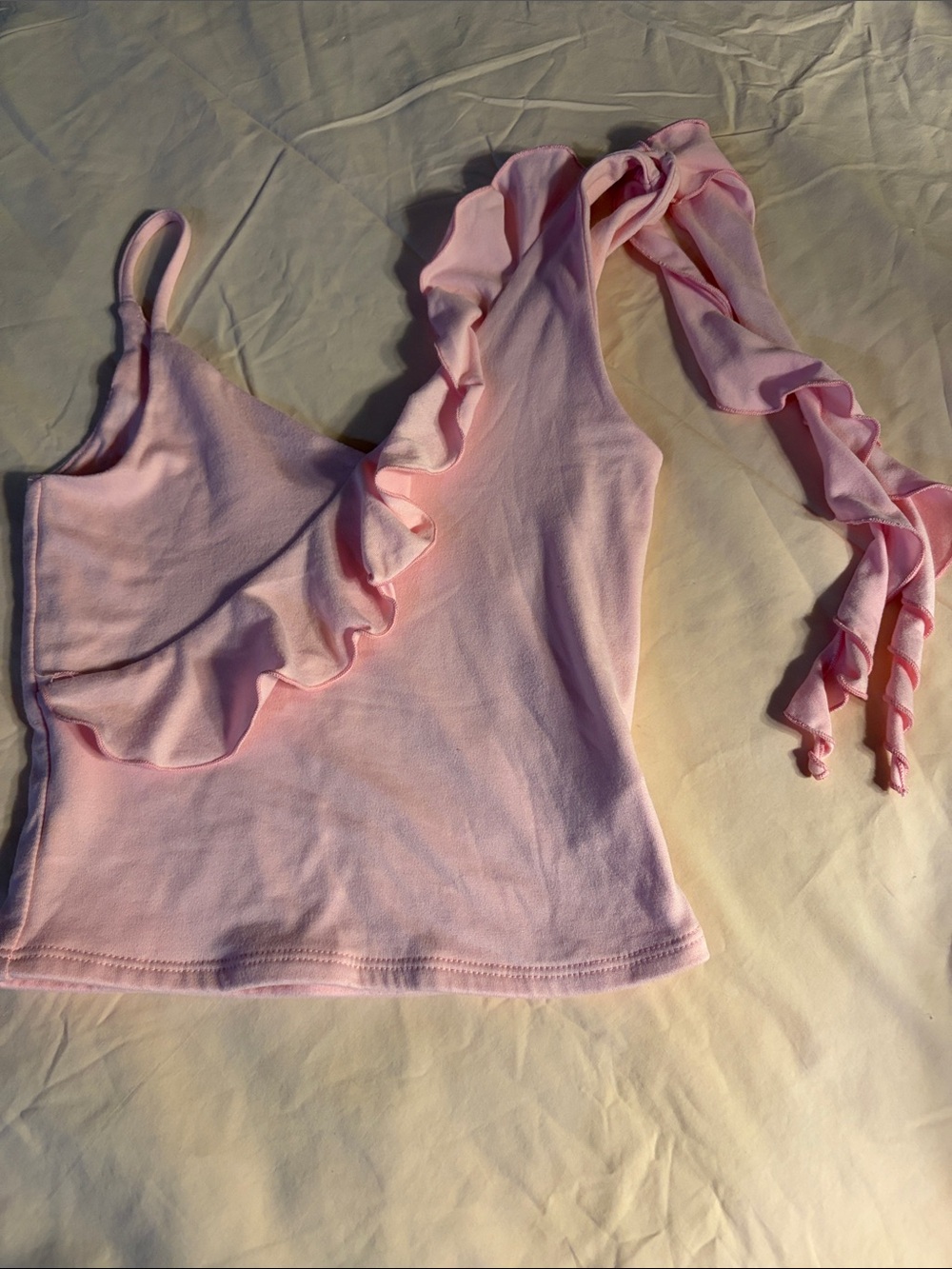 gaze Light Pink Ruffle One-Shoulder Camisole